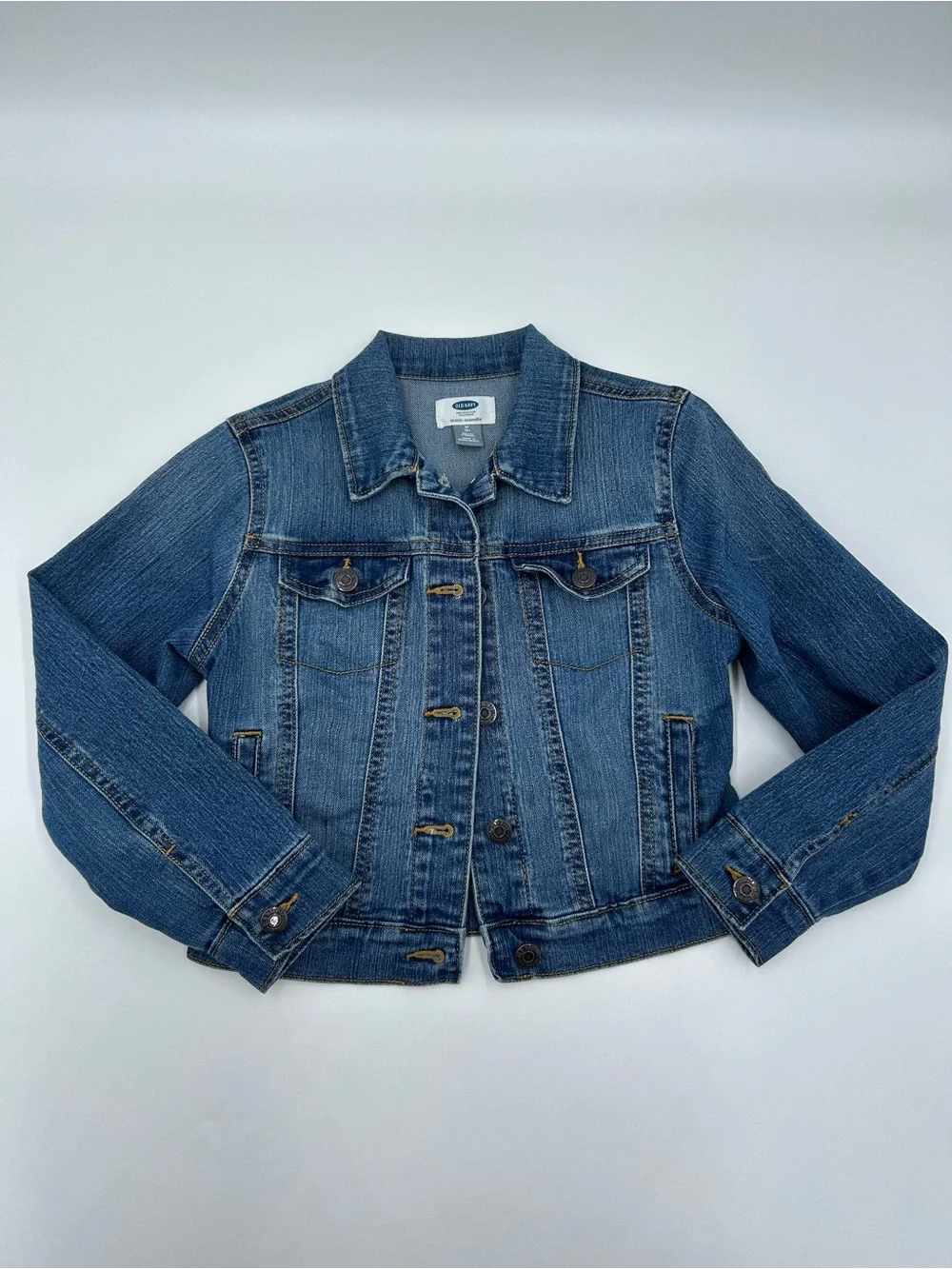 Old Navy Girls Medium Blue Denim Jacket with Contrast Stitching M